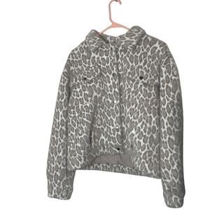 Mystree Neutral Leopard Fuzzy Jacket Size Small